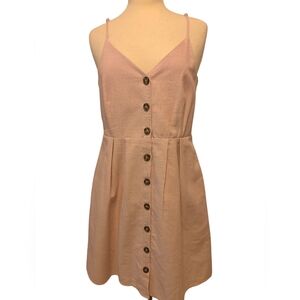 Umgee Pink And White Striped Button-Down Dress Size Medium